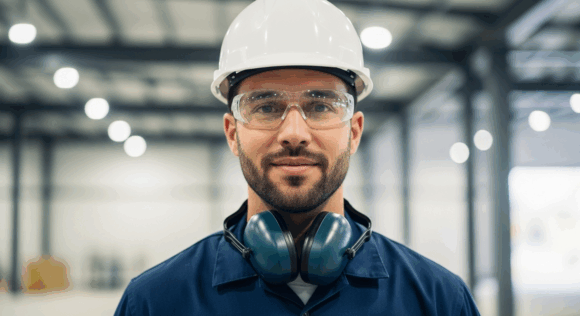 A confident US tradesman with OSHA training